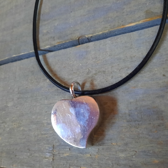 Vintage Sterling Silver 3D Heart Necklace - Picture 8 of 12